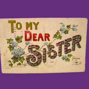 Antq St Patricks Postcard "To My Dear Sister from (handwritten) Jeten